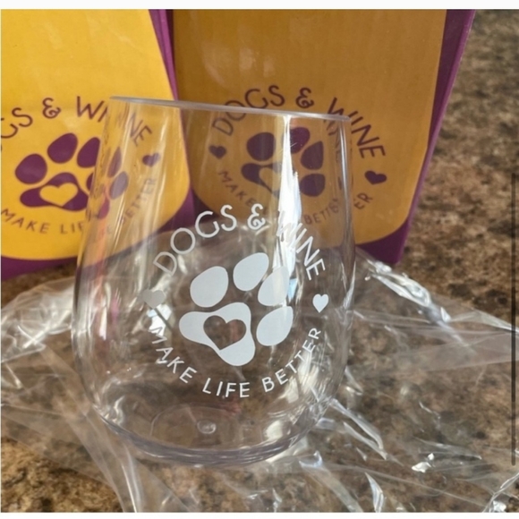 Stemless Wine Glass for Dog Lovers with Paw Print - Picture 2 of 5